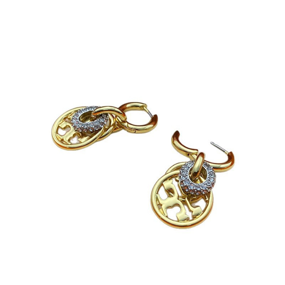 Tory Burch Gold Double Interlocking Crystal Rhinestone - Picture 5 of 6